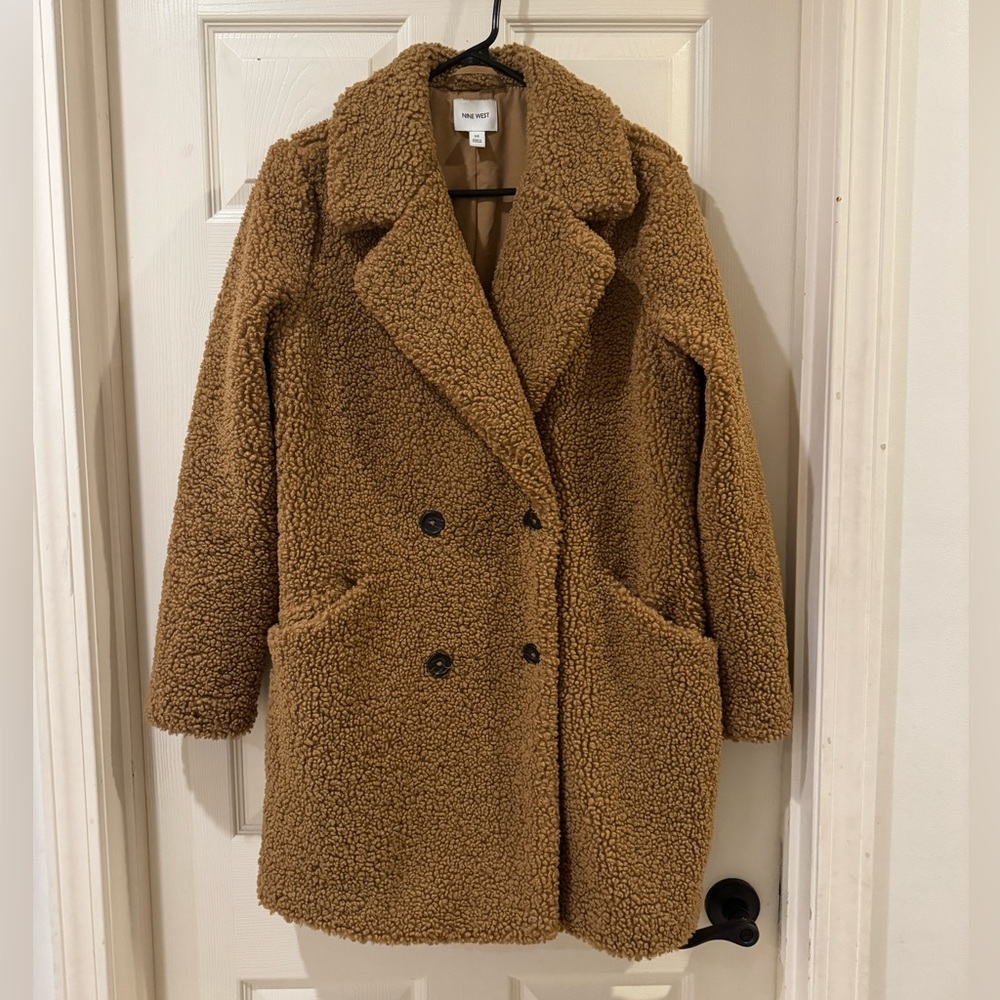 Nine West Double Breasted Teddy Coat in Elson Tan Size M